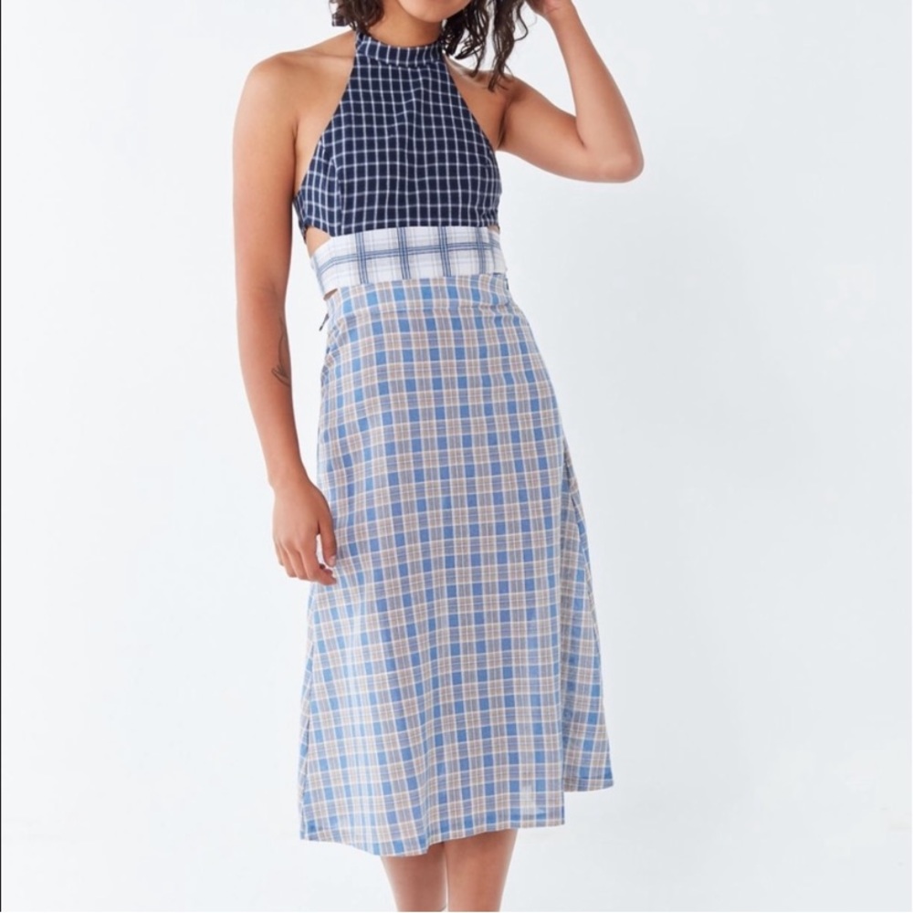 Urban Outfitters blue plaid midi dress